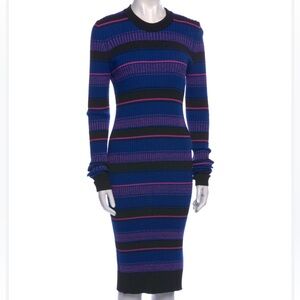 Maison Martin Margiela wool striped ribbed dress midi